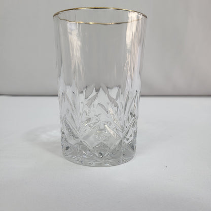 Set de 6 Vasos de Cristal Tallado con Borde Dorado