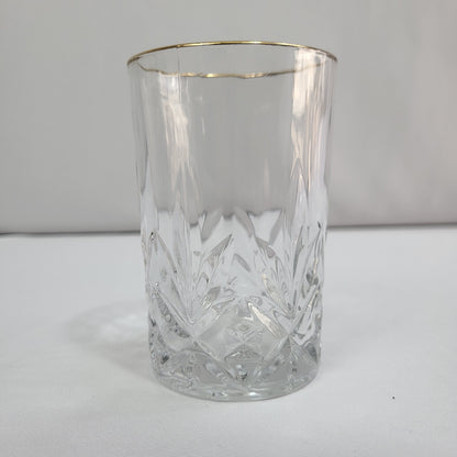 Set de 6 Vasos de Cristal Tallado con Borde Dorado