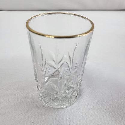 Set de 6 Vasos de Cristal Tallado con Borde Dorado
