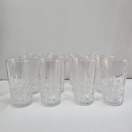 Set 12 Vasos Bond de Cristal Transparente Tallado