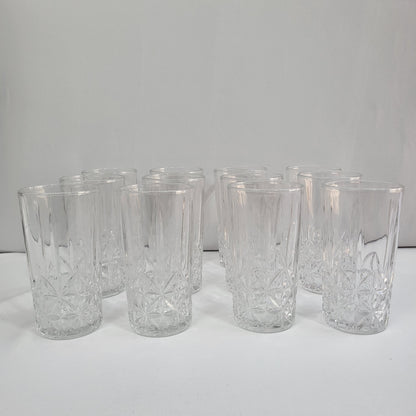 Set 12 Vasos Bond de Cristal Transparente Tallado