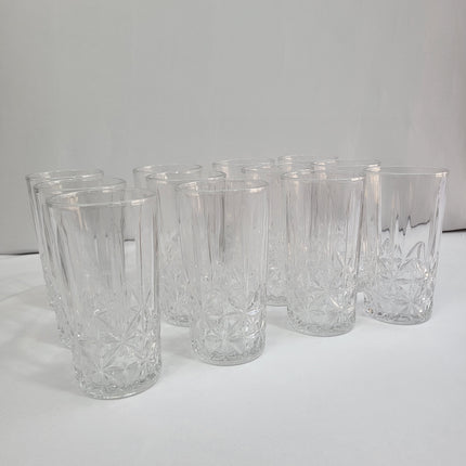Set 12 Vasos Bond de Cristal Transparente Tallado
