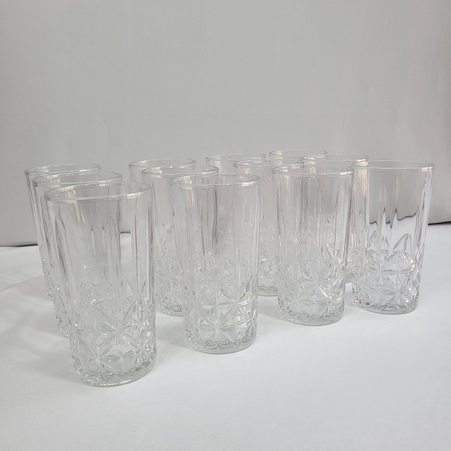 Set 12 Vasos Bond de Cristal Transparente Tallado