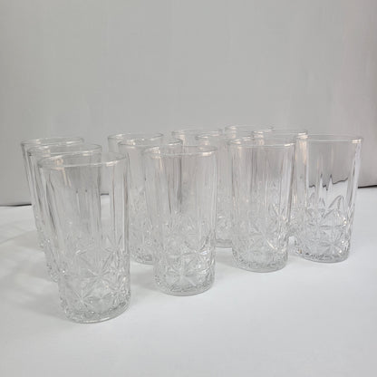 Set 12 Vasos Bond de Cristal Transparente Tallado