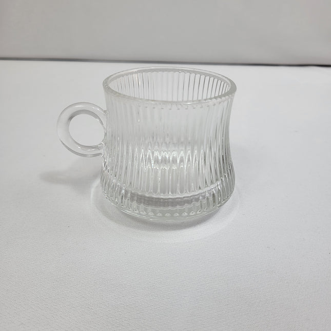 Set Nura 6 Tazas con Plato de Cristal Acanalado