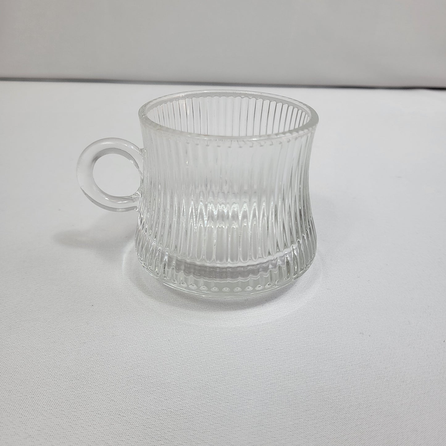 Set Nura 6 Tazas con Plato de Cristal Acanalado