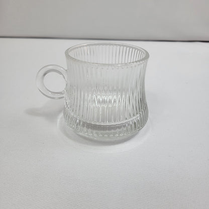 Set Nura 6 Tazas con Plato de Cristal Acanalado