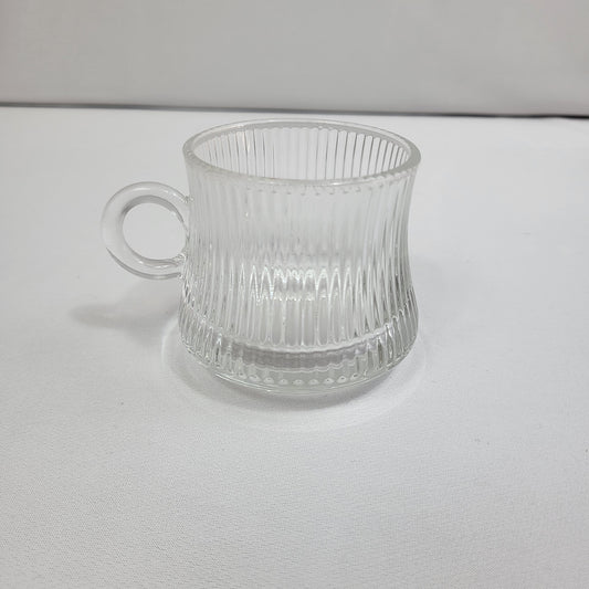Set Nura 6 Tazas con Plato de Cristal Acanalado