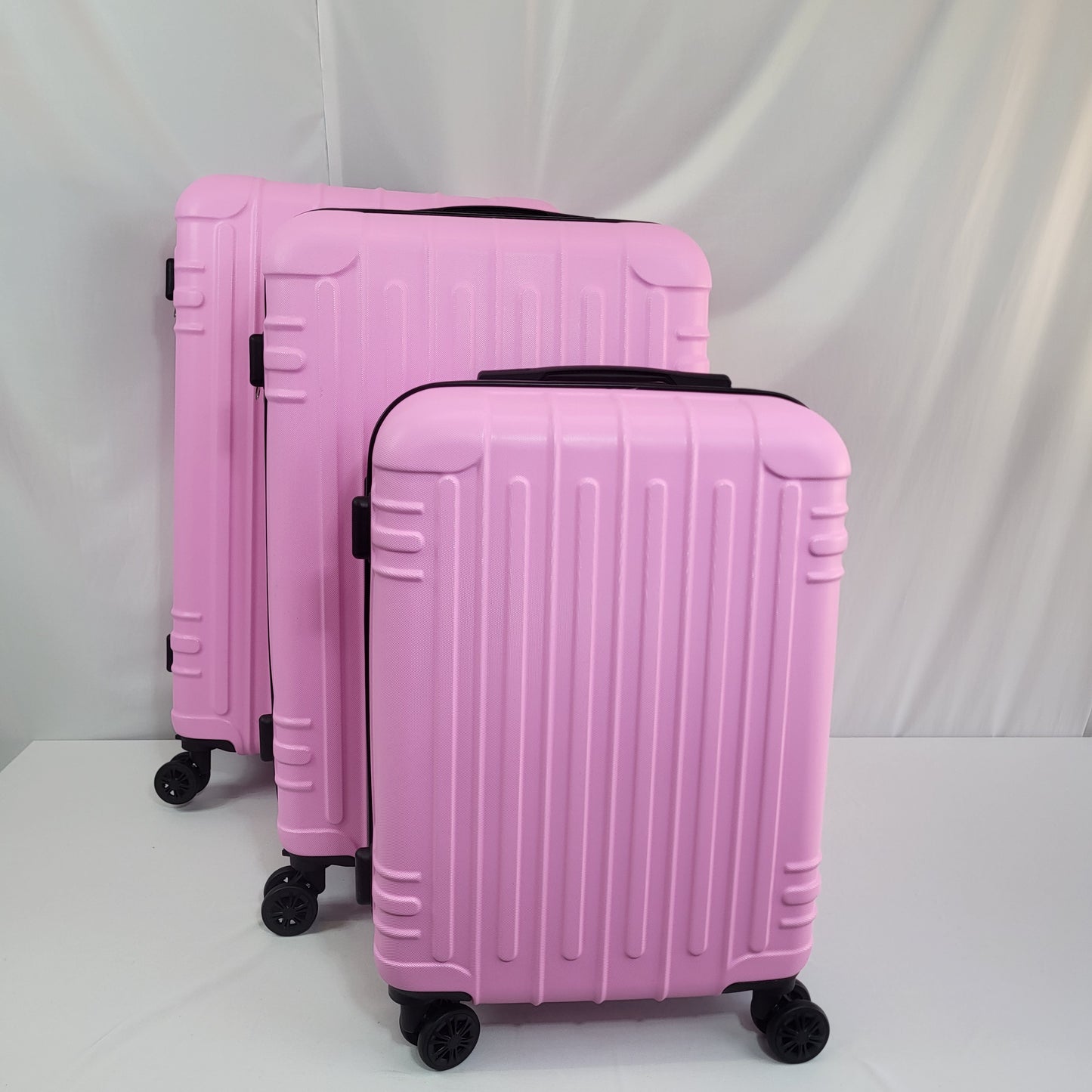 Set de Maletas Travel Pro 3 Piezas – Rosa Rígido con Ruedas 360°