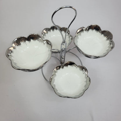 Centro de Aperitivos Liora 4 Cuencos Flor Plata