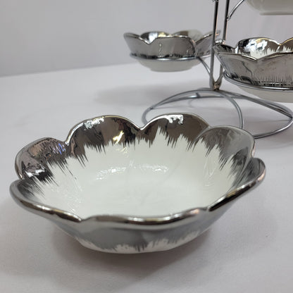 Centro de Aperitivos Liora 4 Cuencos Flor Plata