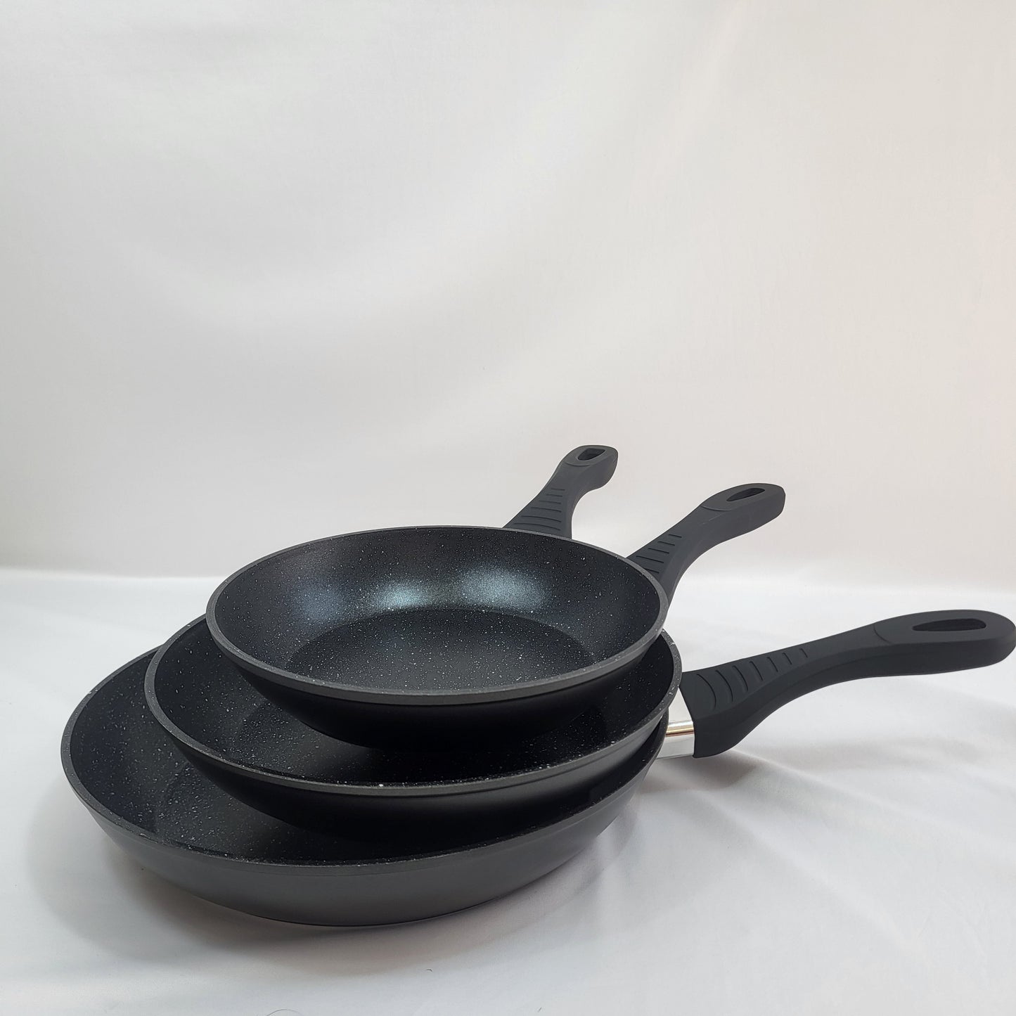 Set de 3 Sartenes Stone Black 20/24/28 cm – Antiadherentes, Negro