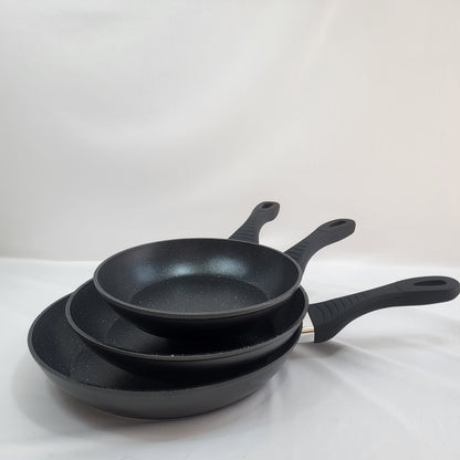 Set de 3 Sartenes Stone Black 20/24/28 cm – Antiadherentes, Negro
