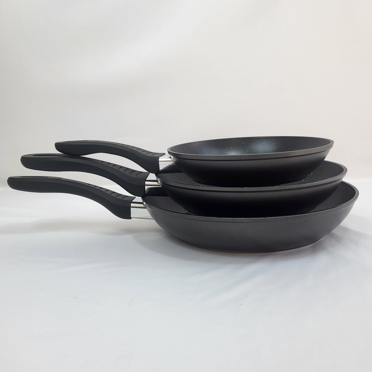 Set de 3 Sartenes Stone Black 20/24/28 cm – Antiadherentes, Negro