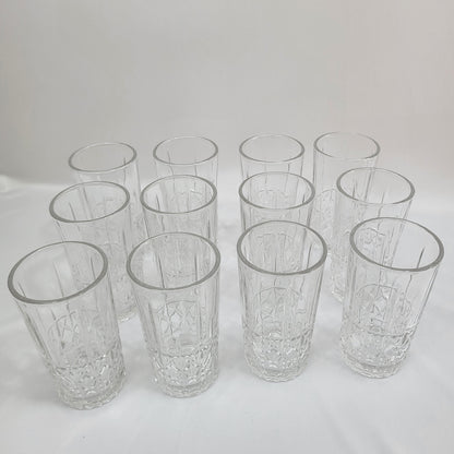 Vasos Cristalino Diamond 12 piezas – Vidrio Transparente con Relieve Tallado