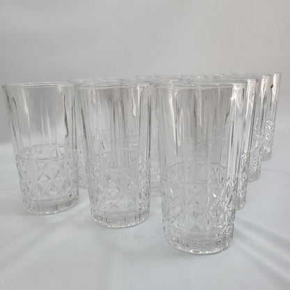 Vasos Cristalino Diamond 12 piezas – Vidrio Transparente con Relieve Tallado