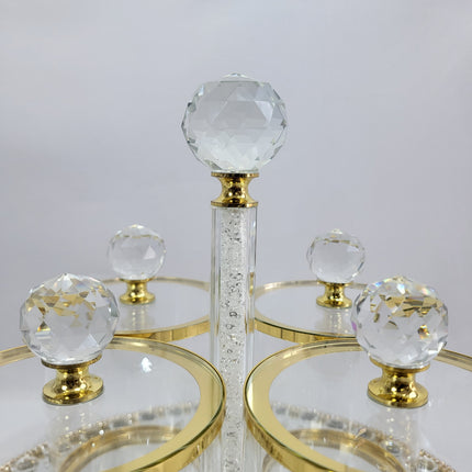 Set de Bandeja Espejo con Tarros de Cristal y Detalles Dorados