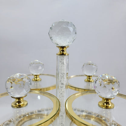 Set de Bandeja Espejo con Tarros de Cristal y Detalles Dorados