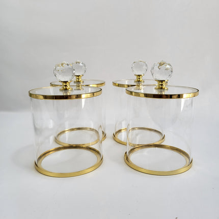 Set de Bandeja Espejo con Tarros de Cristal y Detalles Dorados