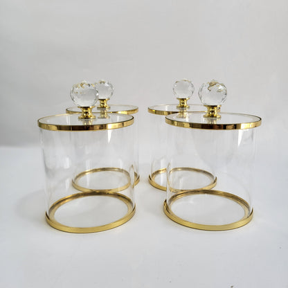 Set de Bandeja Espejo con Tarros de Cristal y Detalles Dorados