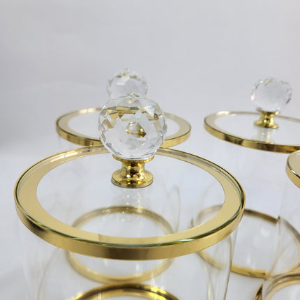 Set de Bandeja Espejo con Tarros de Cristal y Detalles Dorados