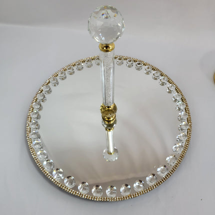 Set de Bandeja Espejo con Tarros de Cristal y Detalles Dorados
