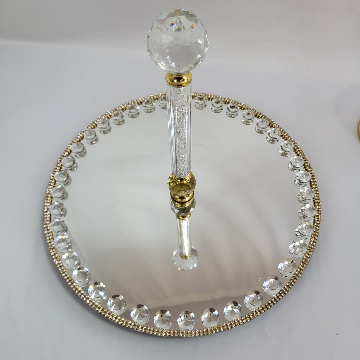 Set de Bandeja Espejo con Tarros de Cristal y Detalles Dorados