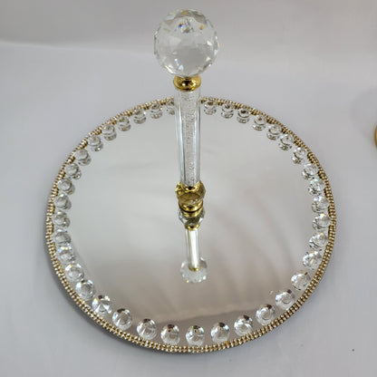 Set de Bandeja Espejo con Tarros de Cristal y Detalles Dorados
