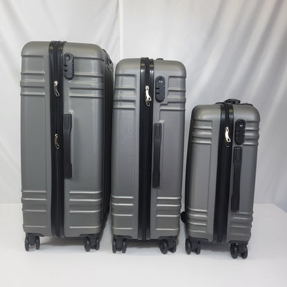 Set de Maletas Travel Pro 3 Piezas – Gris Rígido con Ruedas 360°