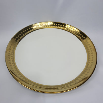 Plato de Presentación Dorado con Borde Geométrico - 10" (25,4 cm)