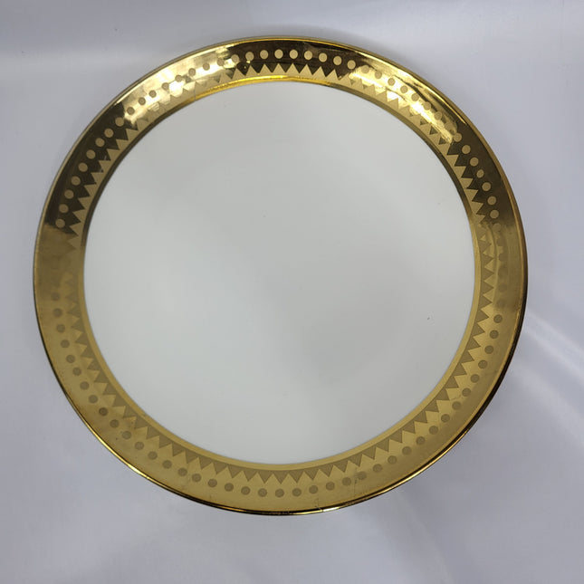 Plato de Presentación Dorado con Borde Geométrico - 10" (25,4 cm)