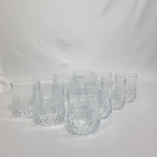 Set de 12 Vasos de Cristal Tallado con Diseño Diamante