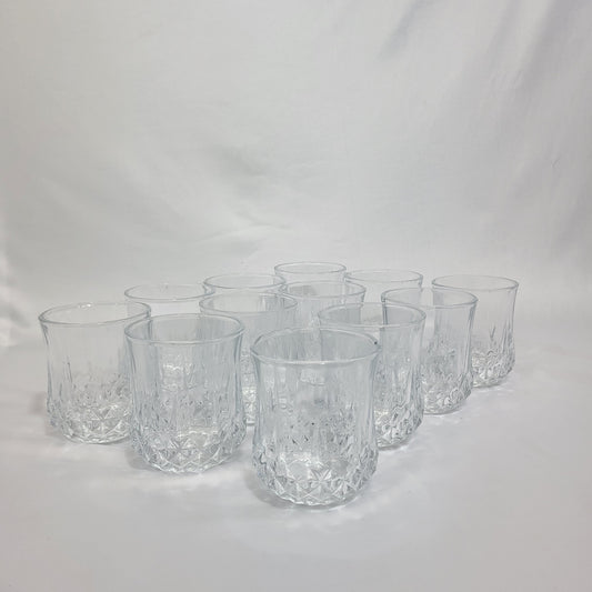 Set de 12 Vasos de Cristal Tallado con Diseño Diamante