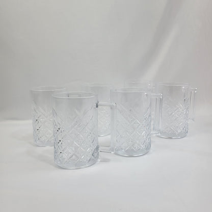 Set de 6 Jarras de Cristal Transparente con Tallado Diamante y Asa