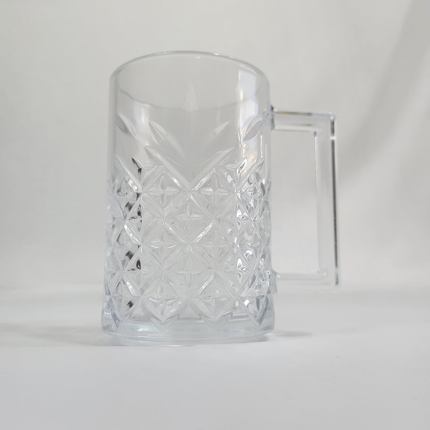 Set de 6 Jarras de Cristal Transparente con Tallado Diamante y Asa