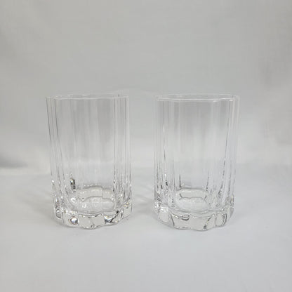 Set de 2 Vasos de Cristal con Borde Ondulado y Tallado Vertical