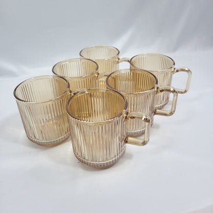 Set 6 Tazas de Cristal Nervado Dorado