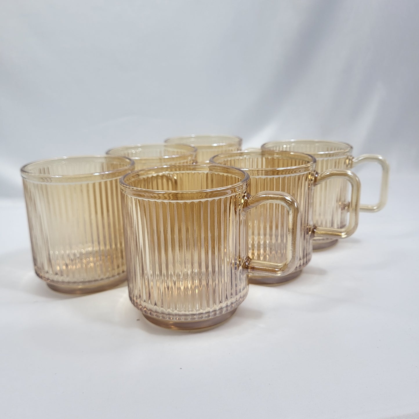 Set 6 Tazas de Cristal Nervado Dorado