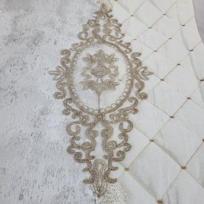 Set de Cama de Lujo "Marianna" – Cubrecama Acolchado con Encaje - COLOR CREMA