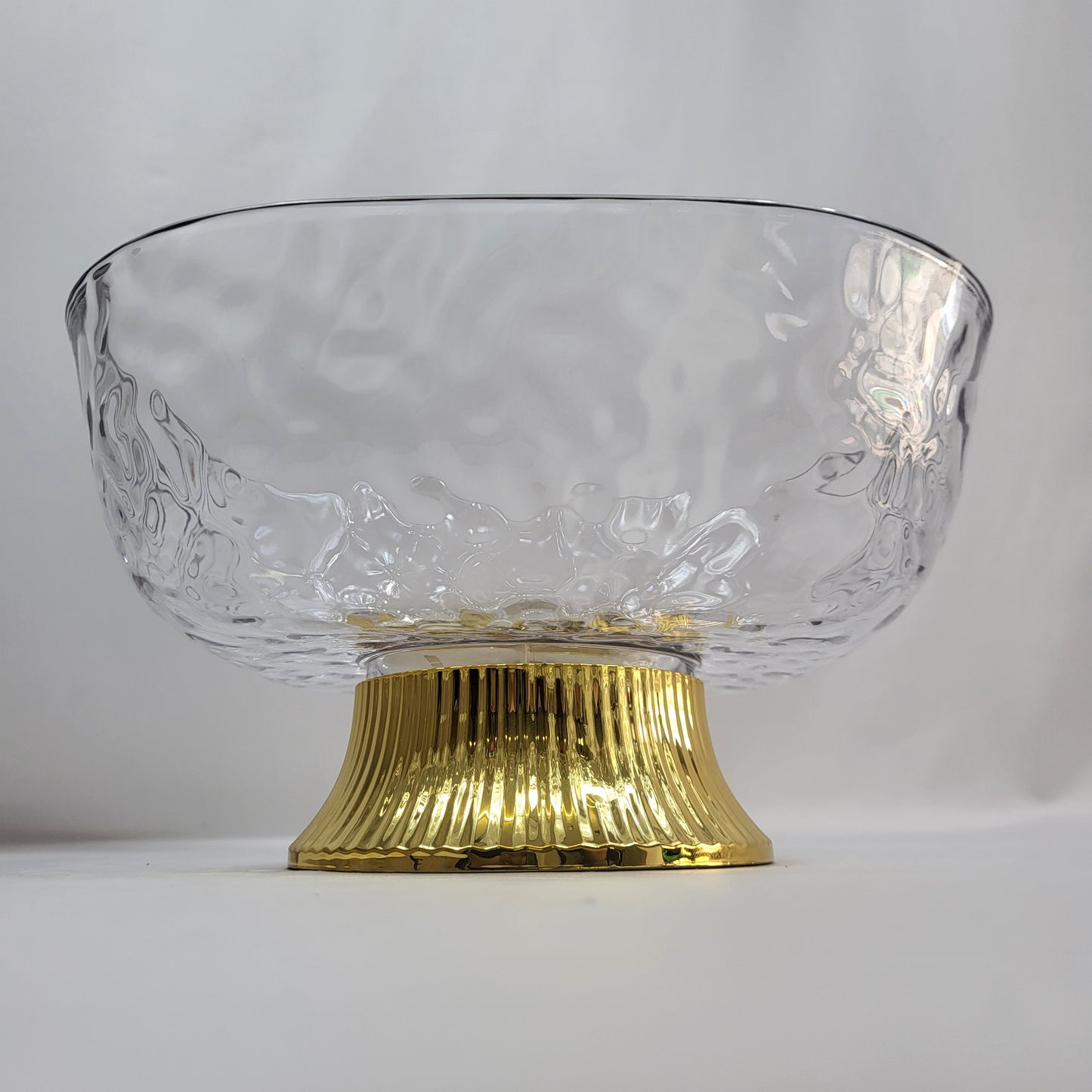 Cuenco de Plástico Transparente con Borde Dorado – Efecto Vidrio