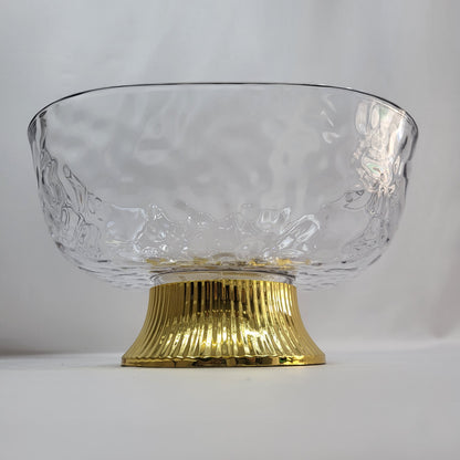 Cuenco de Plástico Transparente con Borde Dorado – Efecto Vidrio