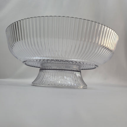 Cuenco de Plástico Transparente Estriado con Borde Dorado – Diseño Elegante
