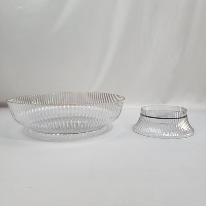 Cuenco de Plástico Transparente Estriado con Borde Dorado – Diseño Elegante