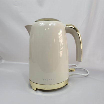 Hervidor Eléctrico BAVARY Crema con Detalles Dorados 1.7L