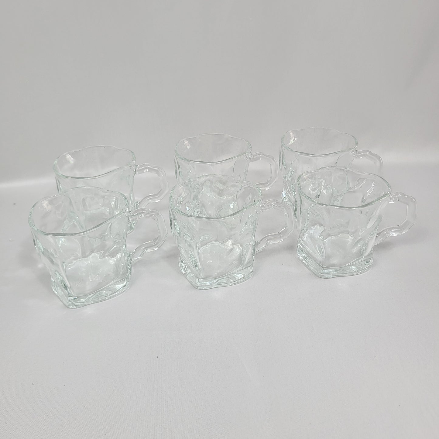 Set de 6 Tazas de Cristal con Textura Hielo Roto y Asa