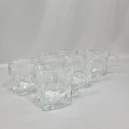 Set de 6 Tazas de Cristal con Textura Hielo Roto y Asa