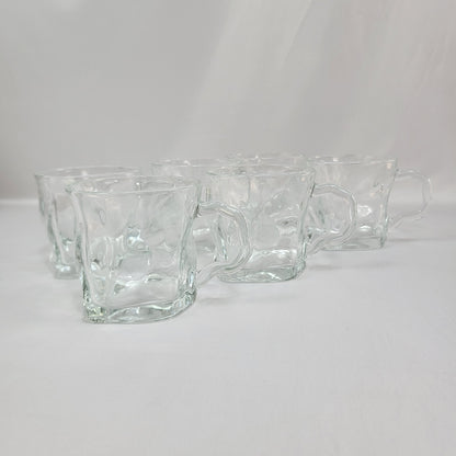 Set de 6 Tazas de Cristal con Textura Hielo Roto y Asa