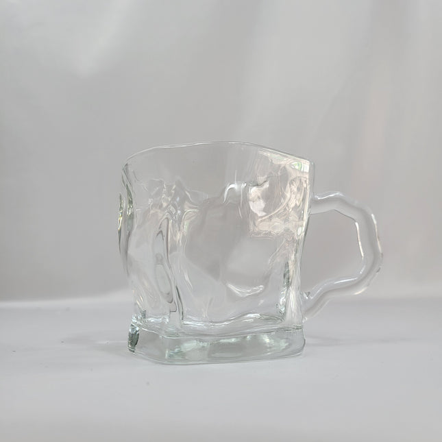 Set de 6 Tazas de Cristal con Textura Hielo Roto y Asa