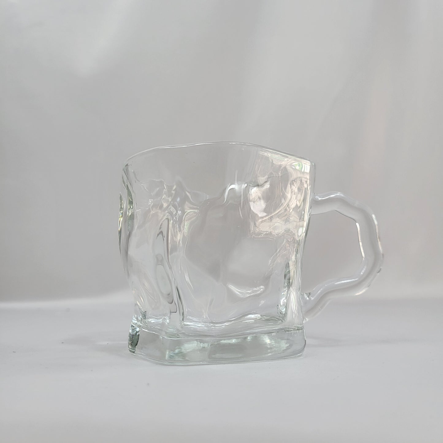 Set de 6 Tazas de Cristal con Textura Hielo Roto y Asa