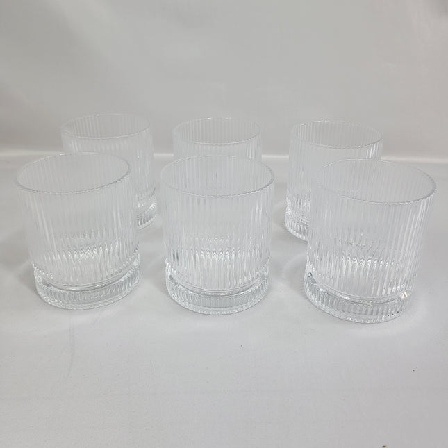 Set de 6 Vasos de Cristal Transparente con Estrías Verticales Ribbed